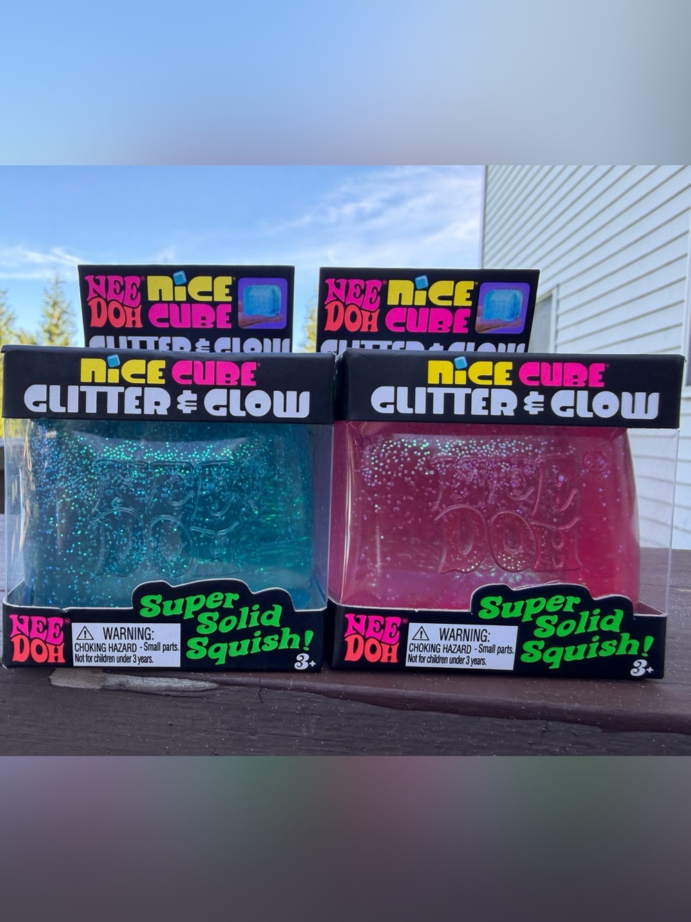 NeeDoh Nice Cube Glitter & Glow- Set of 2
